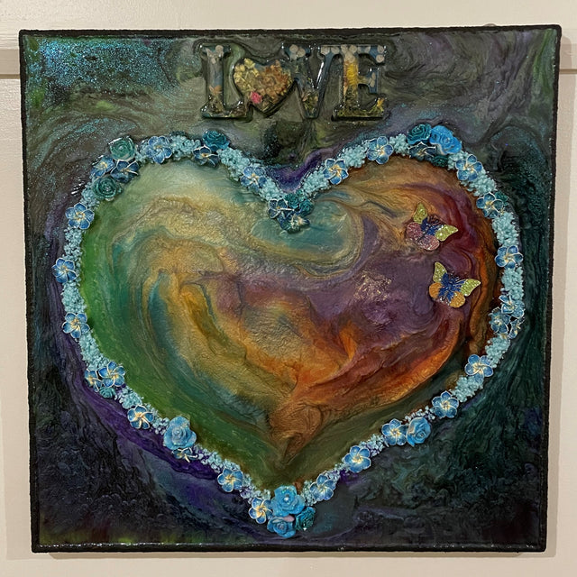 Blue Green Resin Heart