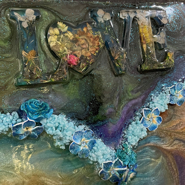 Blue Green Resin Heart