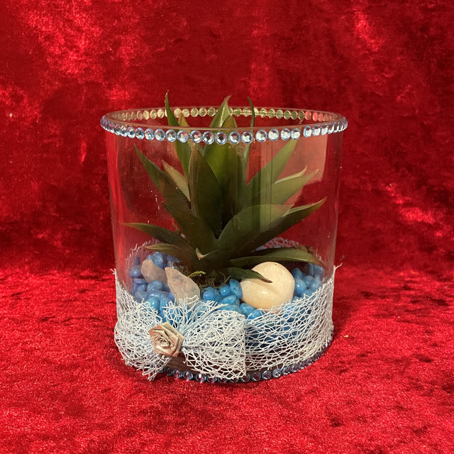 Crystal Terrariums with Artificial Succulent Plant