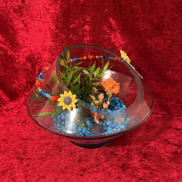 Artificial Plant & Crystal Terrarium with Flower Fairy