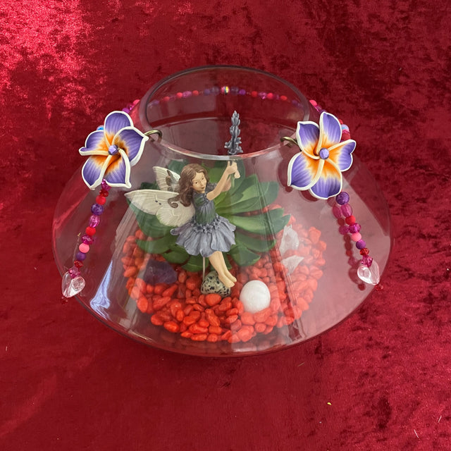 Artificial Plant & Crystal Terrarium with Flower Fairy