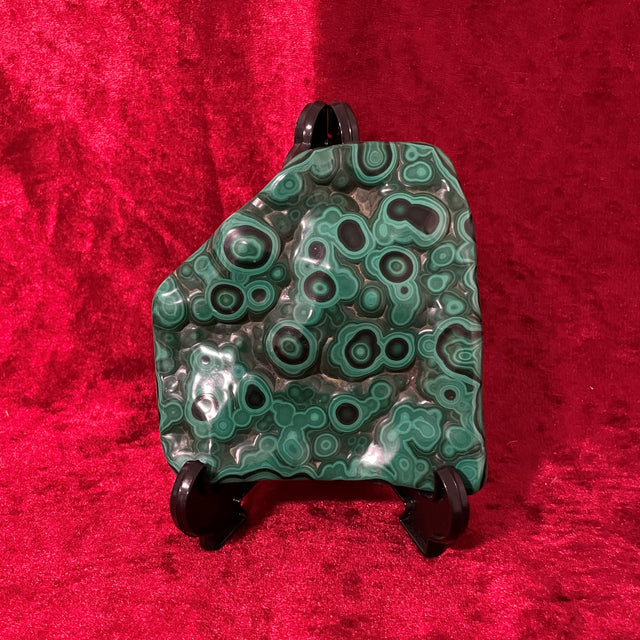 Malachite Crystal Slab and Pyramid