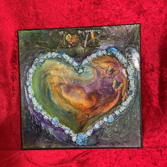 Blue Green Resin Heart