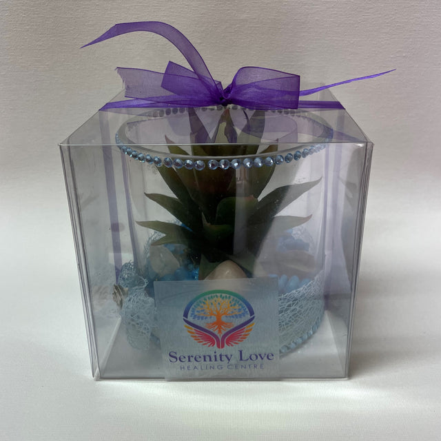 Crystal Terrariums with Artificial Succulent Plant