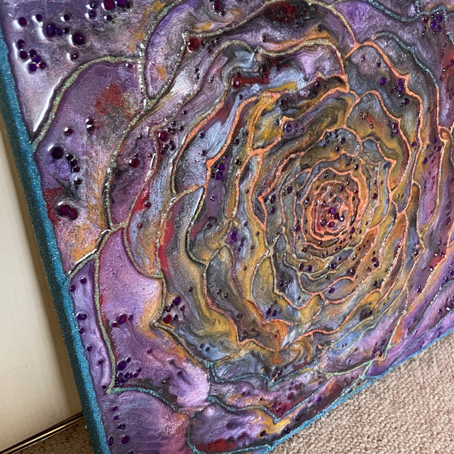Purple Rose "Glow in the Dark" Resin Art