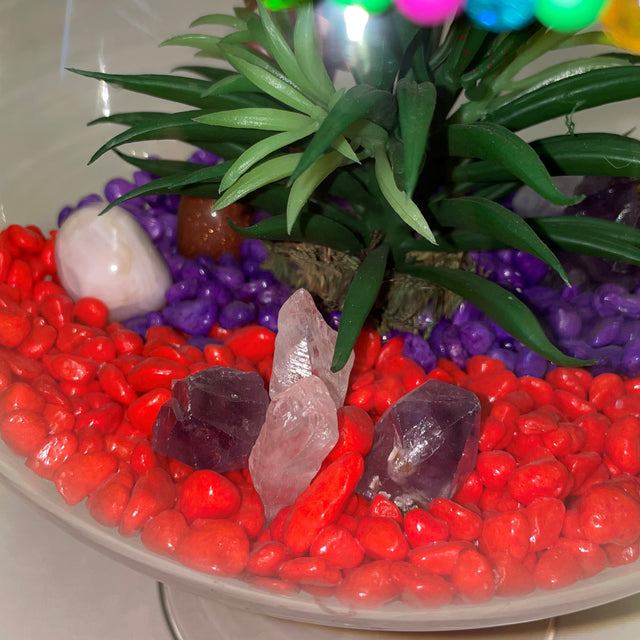 Glass Flute Artificial Plant & Crystal Terrarium