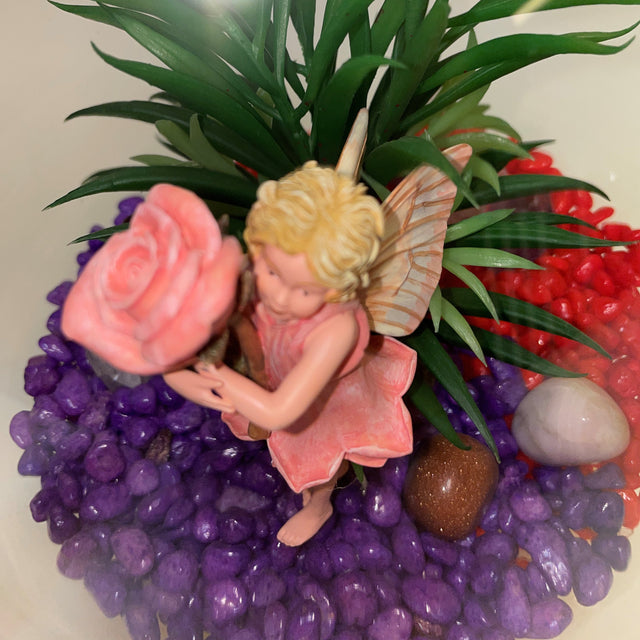 Glass Flute Artificial Plant & Crystal Terrarium