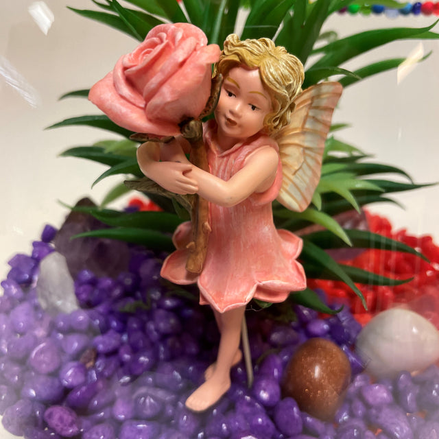 Glass Flute Artificial Plant & Crystal Terrarium