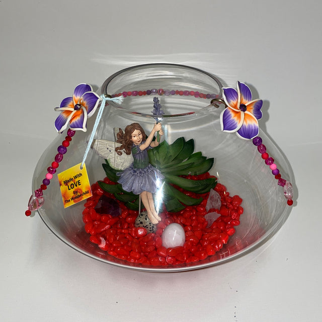 Artificial Plant & Crystal Terrarium with Flower Fairy