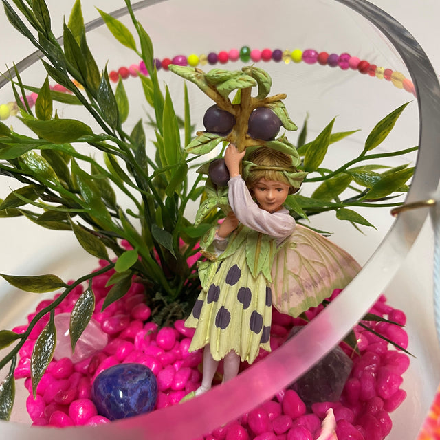 Artificial Plant & Crystal Terrarium with Flower Fairy