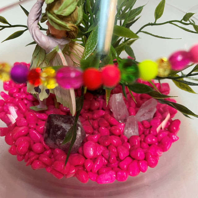 Artificial Plant & Crystal Terrarium with Flower Fairy