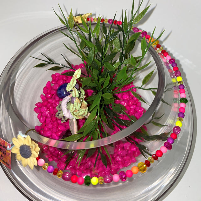 Artificial Plant & Crystal Terrarium with Flower Fairy