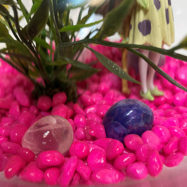 Artificial Plant & Crystal Terrarium with Flower Fairy