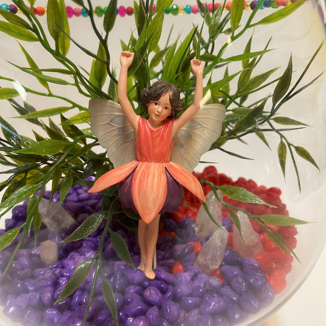 Glass Flute Artificial Plant & Crystal Terrarium