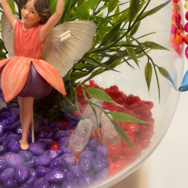 Glass Flute Artificial Plant & Crystal Terrarium