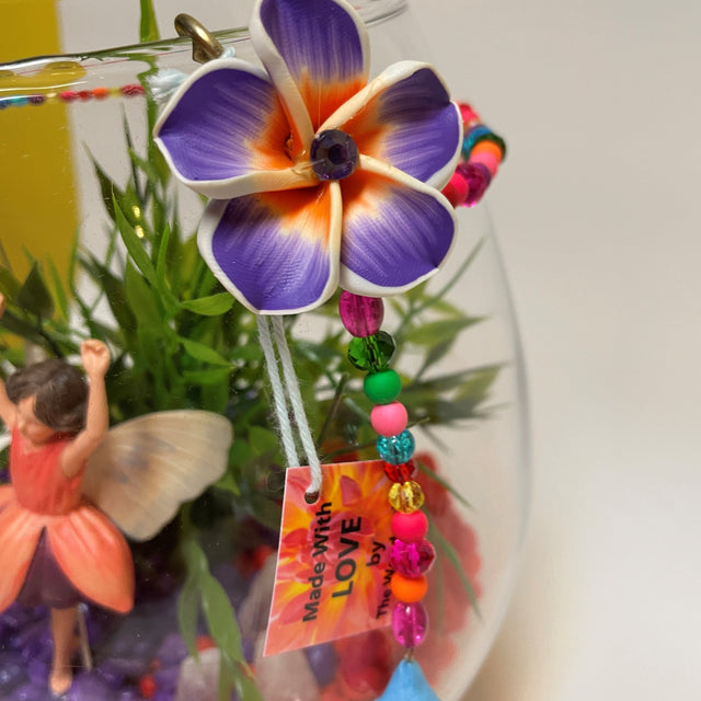 Glass Flute Artificial Plant & Crystal Terrarium