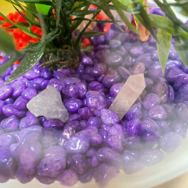 Glass Flute Artificial Plant & Crystal Terrarium