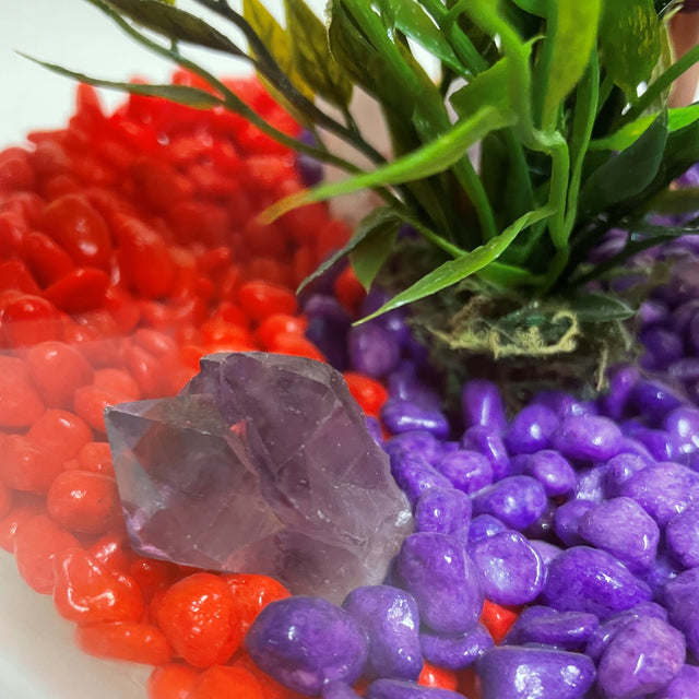 Glass Flute Artificial Plant & Crystal Terrarium