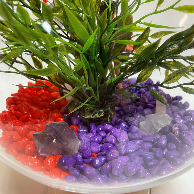 Glass Flute Artificial Plant & Crystal Terrarium
