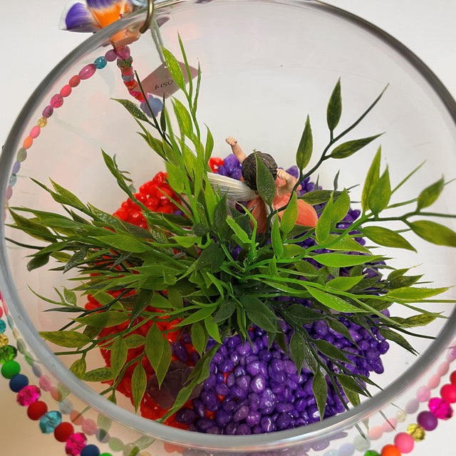 Glass Flute Artificial Plant & Crystal Terrarium