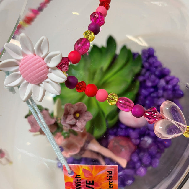 Artificial Plant & Crystal Terrarium with Flower Fairy