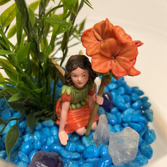 Artificial Plant & Crystal Terrarium with Flower Fairy