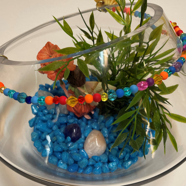 Artificial Plant & Crystal Terrarium with Flower Fairy