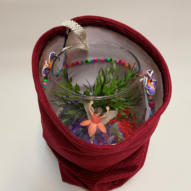 Glass Flute Artificial Plant & Crystal Terrarium