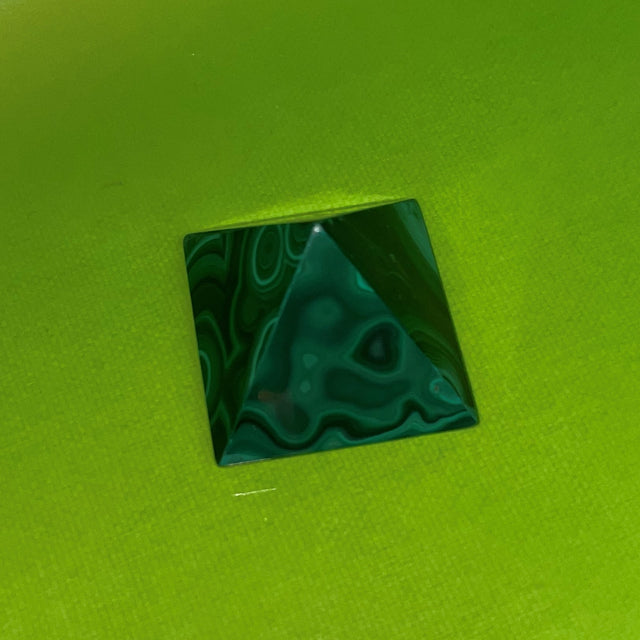 Malachite Crystal Slab and Pyramid