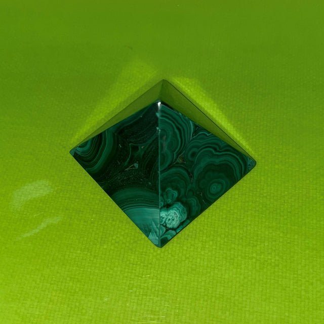 Malachite Crystal Slab and Pyramid