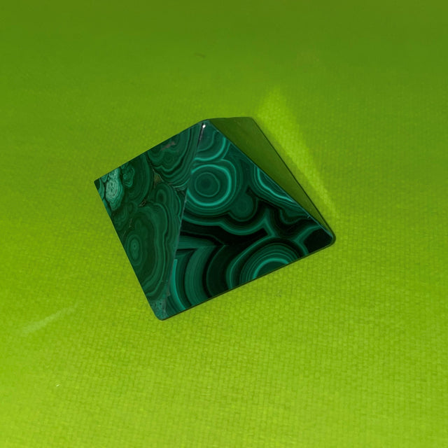Malachite Crystal Slab and Pyramid