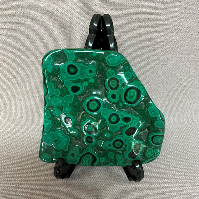 Malachite Crystal Slab and Pyramid