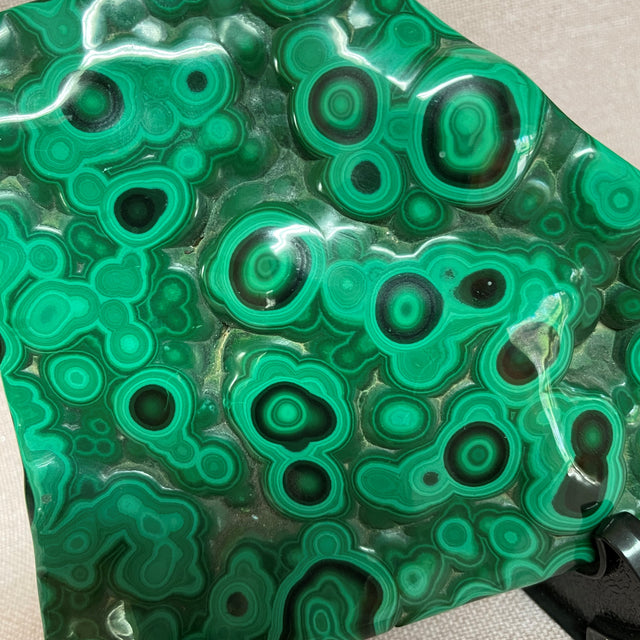 Malachite Crystal Slab and Pyramid