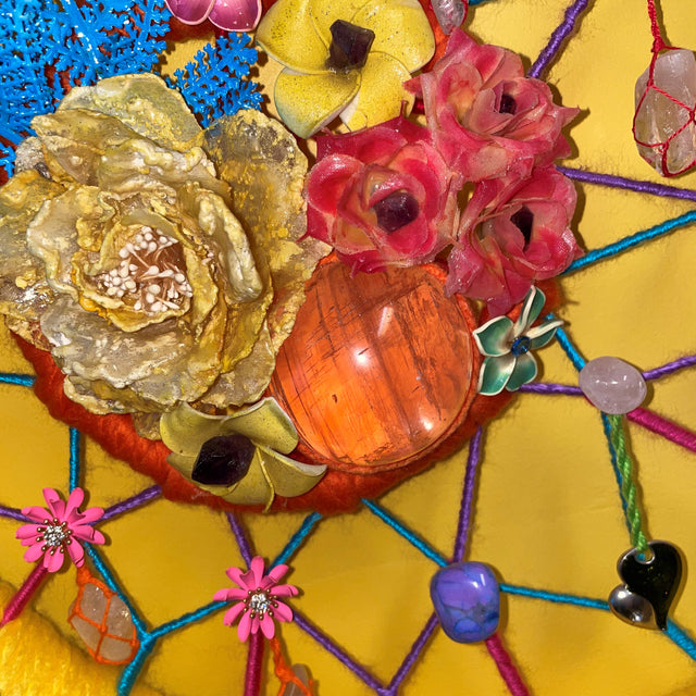 Crystals in Flower of Life Wall Art