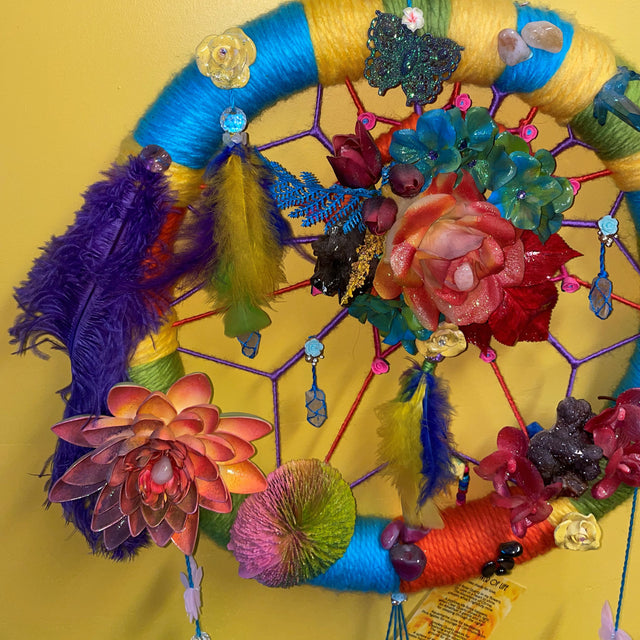 Crystals in Flower of Life Wall Art