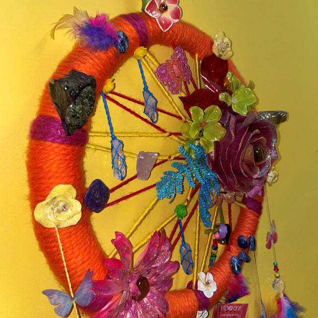 Crystals in Flower of Life Wall Art