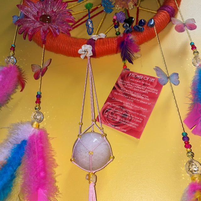 Crystals in Flower of Life Wall Art