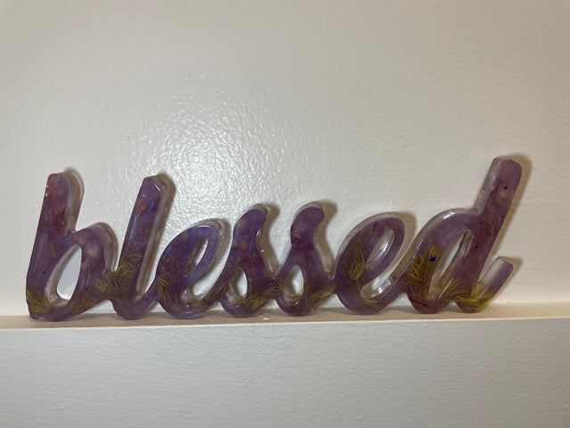 Resin "BLESSED" Sign
