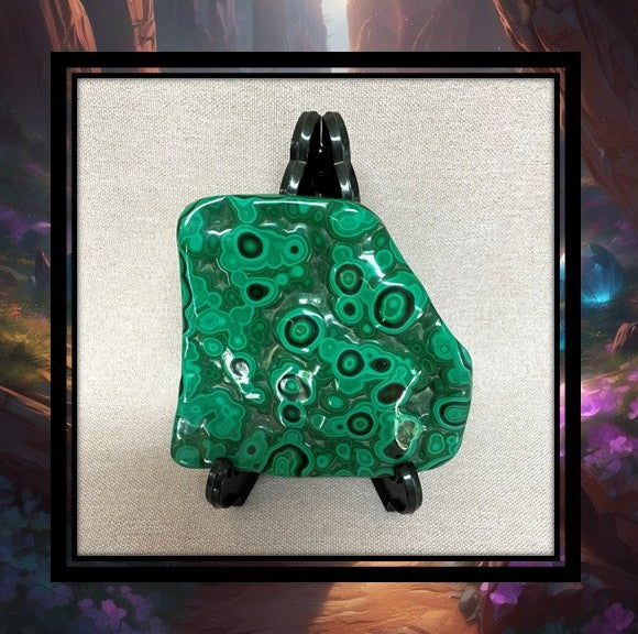 Malachite Crystal Slab and Pyramid