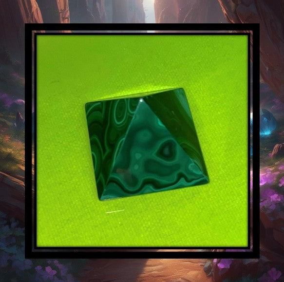 Malachite Crystal Slab and Pyramid