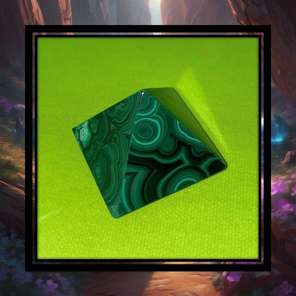 Malachite Crystal Slab and Pyramid