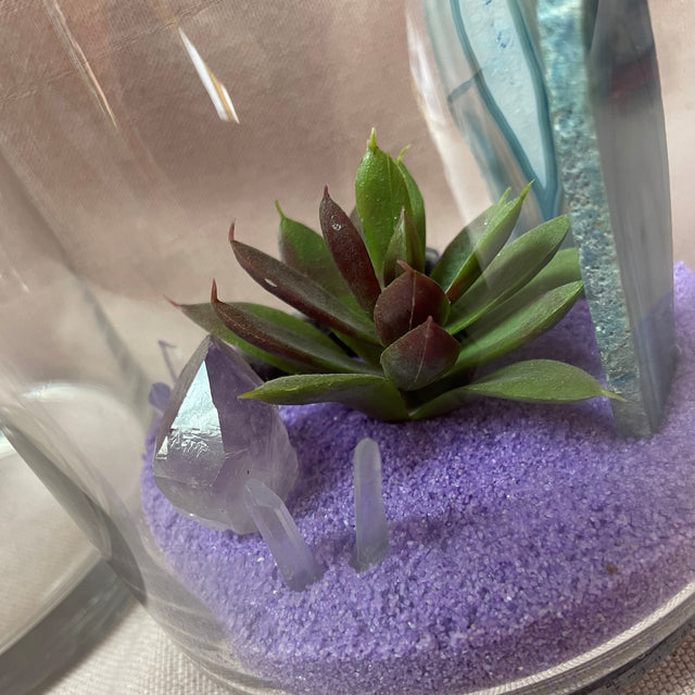 Crystal Garden with Artificial Plant (Purple)