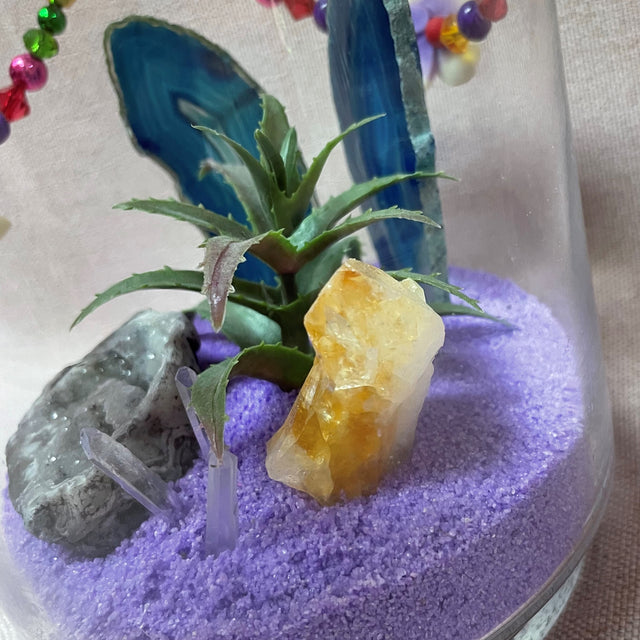 Crystal Garden with Artificial Plant (Purple)
