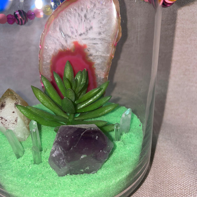 Crystal Garden With Artificial Plant (Green)