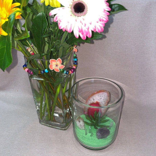 Crystal Garden With Artificial Plant (Green)