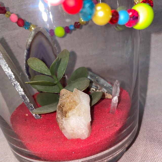 Crystal Garden with Artificial Plant (Red)