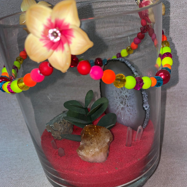Crystal Garden with Artificial Plant (Red)
