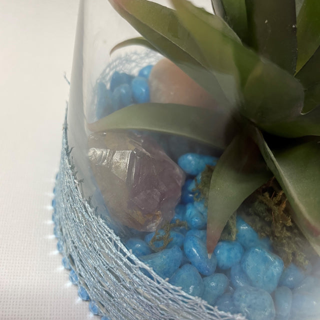 Crystal Terrariums with Artificial Succulent Plant