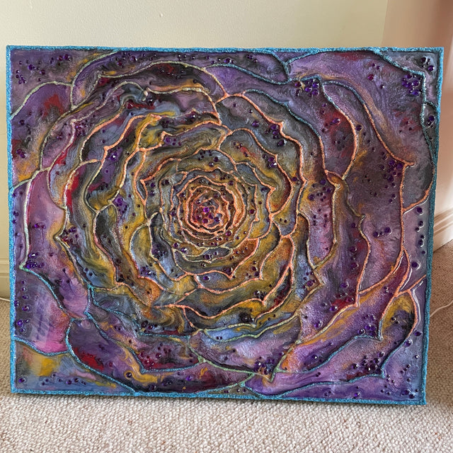 Purple Rose "Glow in the Dark" Resin Art