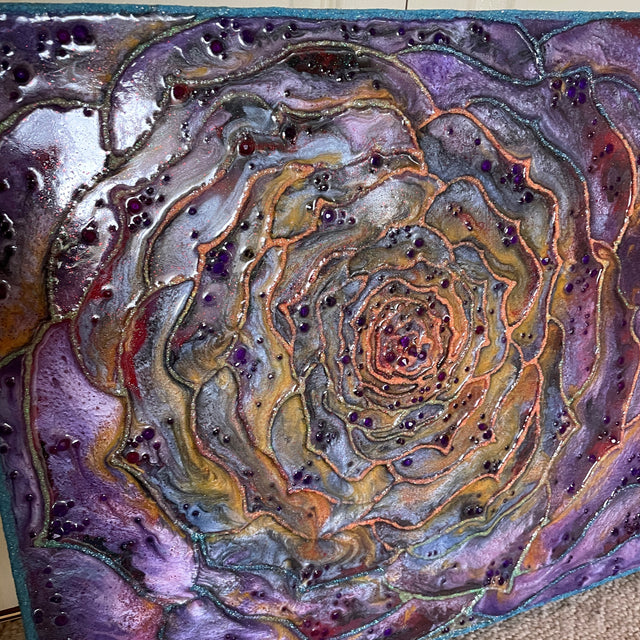 Purple Rose "Glow in the Dark" Resin Art